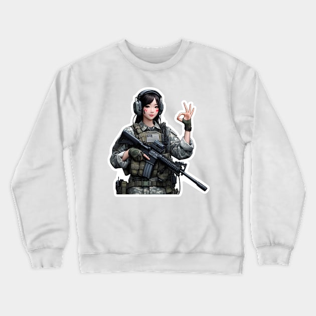 Tactical Girl Crewneck Sweatshirt by Rawlifegraphic